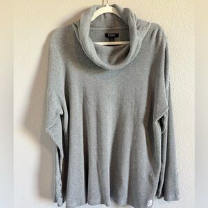 Chaps Light Gray Cowl Neck Waffle Sweater